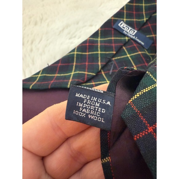 Vintage Polo by Ralph Lauren Men's Necktie Plaid Wool Hand Finished USA Made - Picture 4 of 4
